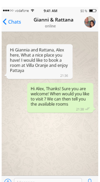 Book your hotel stay via whatsapp in Pattaya